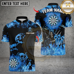 Maxcorners Darts Fire Flame Skull With Dartboard Multicolor Customized Name, Team Name 3D Shirts