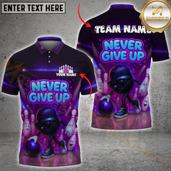 Maxcorners Bowling Funny Ball Never Give Up Multicolor Customized Name, Team Name 3D Shirts