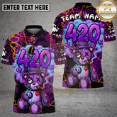 Maxcorners Billiards Shirts 420 Bear Purple Graffiti Lightning Multicolor Options Personalized Name, Team Name 3D Shirt (4 Colors)