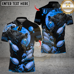 Maxcorners Bowling Bear Moon Multicolor Customized Name, Team Name 3D Shirts