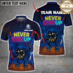 Maxcorners Darts Funny Dartboard Never Give Up Multicolor Customized Name, Team Name 3D Shirts