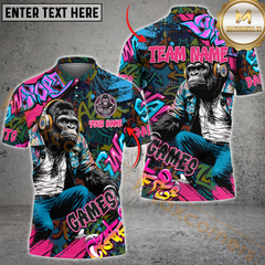 Maxcorners Graffiti Chimp Darts Jersey Multicolor Option Customized Name, Team Name 3D Polo Shirt