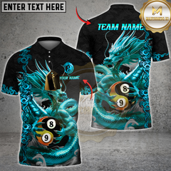 Maxcorners Billiard Golden Dragon Yin And Yang Multicolor Customized Name, Team Name 3D Shirt