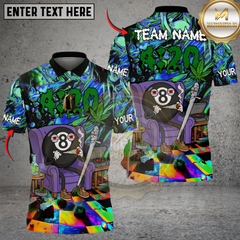 Maxcorners Billiards 8-Ball 420 Vibe Trippy Chill Customized Name, Team Name 3D Shirt (4 Colors)