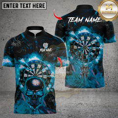Maxcorners Darts Flame Skull Dartboards Multicolor Customized Name, Team Name 3D Shirts