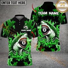 Maxcorners Billiards Ball 8 Pool Flame Shark Multicolor Customized Name, Team Name 3D Shirt