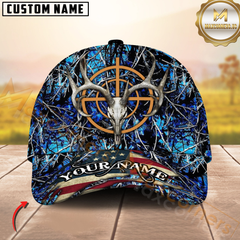 Maxcorners American Flag Buck Hunting Skull Personalized 3D Cap Printed Multicolor