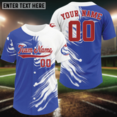 Maxcorners Custom Men's Classic Baseball Jersey - Blue & White Shirt With Personalized Name Number LM2608