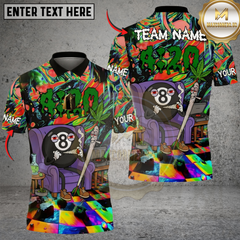 Maxcorners Billiards 8-Ball 420 Vibe Trippy Chill Customized Name, Team Name 3D Shirt (4 Colors)