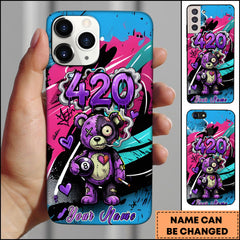 Maxcorners Billiards 420 Purple Bear 8 Ball Graffiti Personalized Name Phone Case