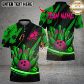 Maxcorners Bowling Neon Cosmic Pins Multicolor Customized Name, Team Name 3D Shirts