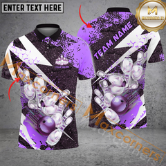 Maxcorners Stylized Bowling Jersey Multicolor Option Customized Name, Team Name 3D Polo Shirt