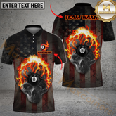 Maxcorners Billiard 8-Ball Pool Hell Skull Fire Multicolor Personalized Name, Team Name 3D Shirt