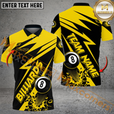 Maxcorners Billiard Ball 8 Break Lightning Pattern Multicolor Options Personalized Name, Team Name 3D Polo Shirt (4 Colors)