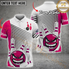 Maxcorners Bowling Shirt Angry Ball & Pins Cartoon Style Multicolor Personalized 3D Shirt