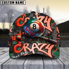 Maxcorners Billiard Ball 8 Graffiti Street Personalized Name 3D Cap (6 Colors)