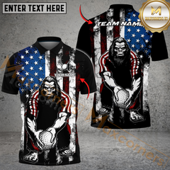 Maxcorners Patriot Swing Bigfoot Funny Golf Polo Shirt, Custom Name & Team Name 3D Shirts