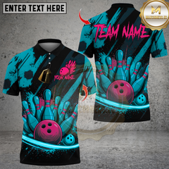 Maxcorners Bowling Neon Cosmic Pins Multicolor Customized Name, Team Name 3D Shirts