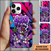 Maxcorners Bowling 420 Purple Bear Cannabis Ball Pins Personalized Name Phone Case