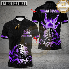 Maxcorners Bowling Wolf Strike Gold Fury Multicolor Customized Name, Team Name 3D Shirts
