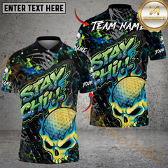 Maxcorners Urban Skull Golf Polo Shirt, Customized Name & Team Name 3D Shirts (4 Colors)