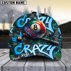 Maxcorners Billiard Ball 8 Graffiti Street Personalized Name 3D Cap (6 Colors)