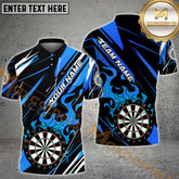 Maxcorners Darts Dartboard Flame Gradient Pattern Multicolor Option Customized Name, Team Name 3D Polo Shirt (4 Colors)