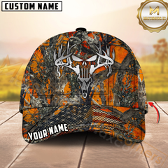 Maxcorners Metal Antler Skull Blue Camo Hunting Personalized 3D Cap Printed Multicolor