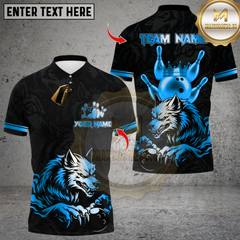 Maxcorners Bowling Wolf Strike Gold Fury Multicolor Customized Name, Team Name 3D Shirts