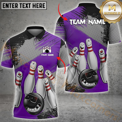 Maxcorners Bowling Cool Ball & Happy Pins Multicolor Personalized 3D Shirt
