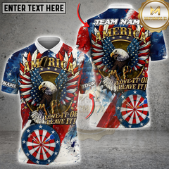 Maxcorners Darts American Eagle with USA Flag Dartboard Stars Personalized Name 3D Unisex Shirt