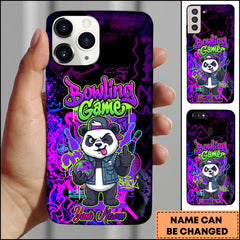 Maxcorners Bowling Purple Panda Ball Graffiti Neon Personalized Name Phone Case