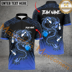 Maxcorners Dragon Bowling Jersey Multicolor Option Customized Name, Team Name 3D Polo Shirt