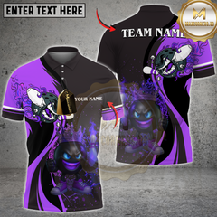 Maxcorners Flaming King Bowling Multicolor Customized Name, Team Name 3D Shirts
