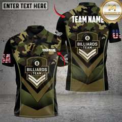 Maxcorners Billiard Combat Camo Pool Team Strike Personalized Name 3D Unisex Shirt