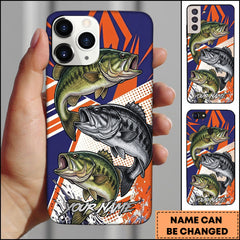Maxcorner Bass Fishing Dynamic Splash Comic Style Personalized Name 3D Phone Case