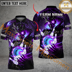Maxcorners Fantasy Skull Bowling Jersey Multicolor Options Personalized Name, Team Name 3D Shirt