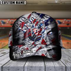 Maxcorners Bowling American Patriot Personalized Name 3D Cap