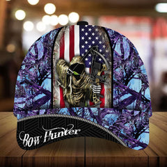 Maxcorners American Flag Bow Hunter Deer Hunting Camo Pattern 3D Multicolor Personalized Cap