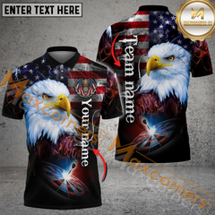 Maxcorners Darts Eagle USA Customized Name, Team Name 3D Polo Shirt