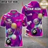 Maxcorners Billiard Team Jersey Multicolor Options Personalized Name, Team Name 3D Polo Shirt (4 Colors)