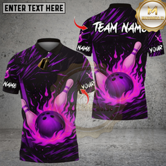 Maxcorners Bowling Flame Multicolor Customized Name, Team Name 3D Shirts 656