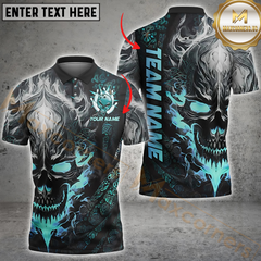 Maxcorners Skull Flame Bowling Jersey Multicolor Customized Name, Team Name 3D Shirts