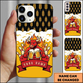 Maxcorners Bowling Red Bull Beer Wheat Pattern Pins Personalized Name Phone Case