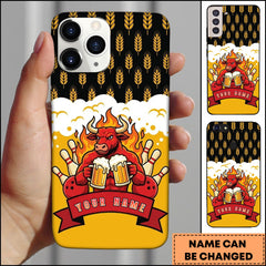 Maxcorners Bowling Red Bull Beer Wheat Pattern Pins Personalized Name Phone Case