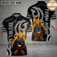 Maxcorners Bowling And King Pins Flame Premium Multicolor Customized Name, Team Name 3D Shirts