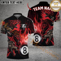 Maxcorners Billiards 8-Ball Fire Wolfpack Multicolor Customized Name, Team Name 3D Shirt
