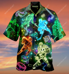 Maxcorners Born To Play Hockey Forced To Work Unisex Hawaiian Shirt