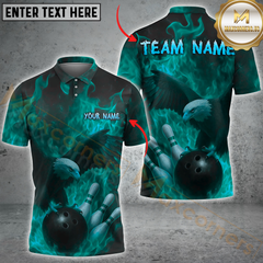 Maxcorners Bowling Flaming Eagle Multicolor Customized Name, Team Name 3D Shirts