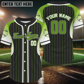 Maxcorners Green & White Pinstripe Baseball Shirt Custom Name Number For Men | Sports Team Jersey LM2608